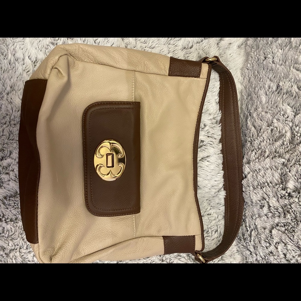 Emma Fox Cream & Brown Beautiful Leather Handbag